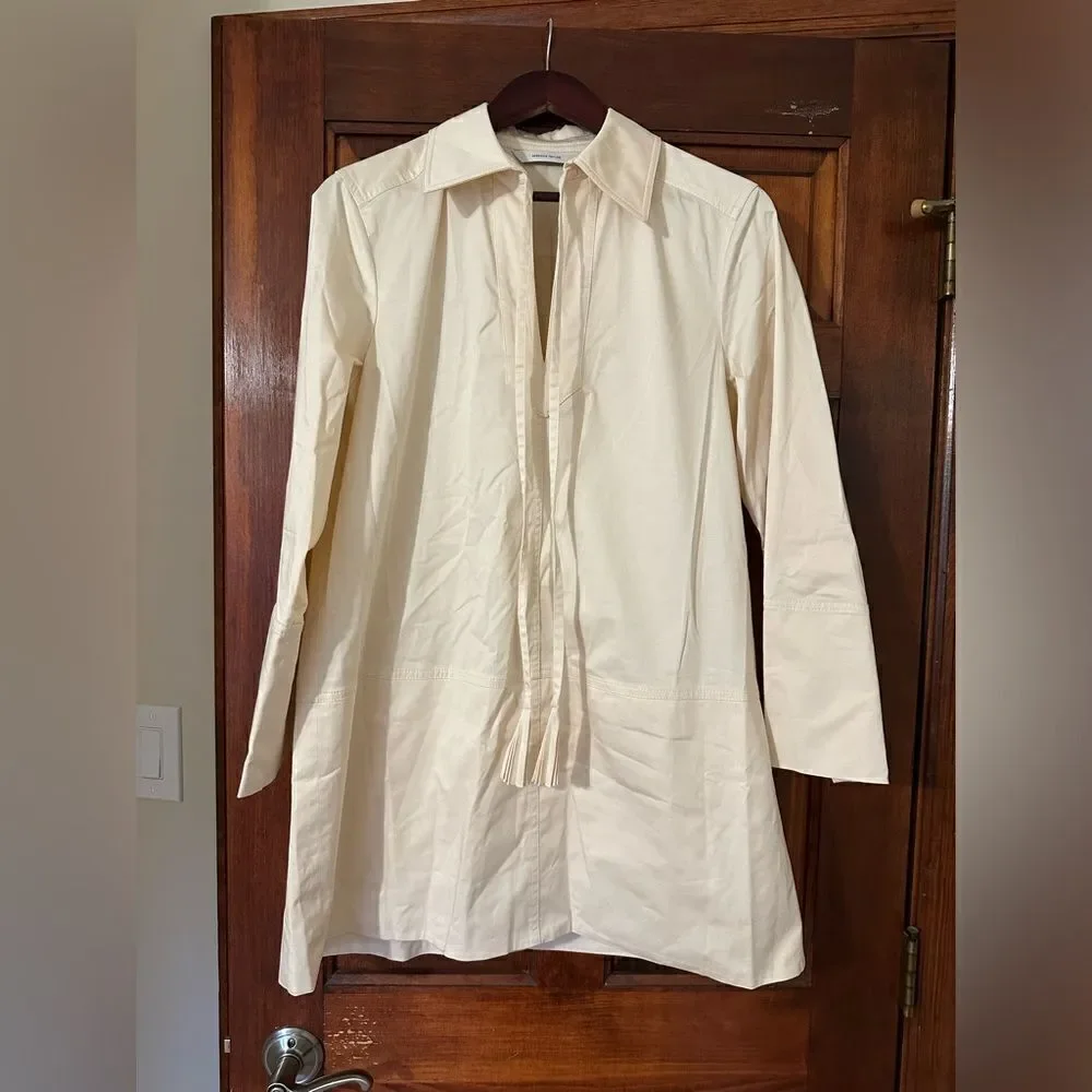 NWT Rebecca Taylor Heavy Cotton Shirt Dress in Cream Size Medium - Picture 4 of 7